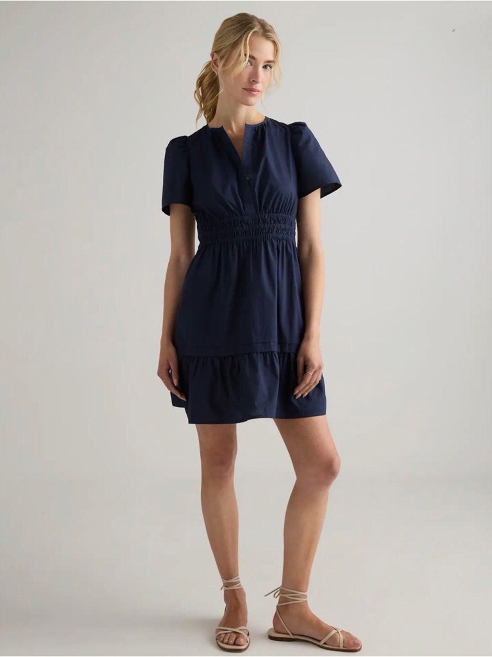 NWT Quince 100% Organic Cotton Poplin Tiered Mini Dress